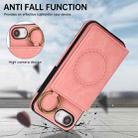 For iPhone 16e Car Magnetic Ring Buckle Card Bag Phone Case with Lanyard(Pink) - 3