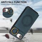 For iPhone 16e Car Magnetic Ring Buckle Card Bag Phone Case with Lanyard(Green) - 3