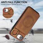 For iPhone 16e Car Magnetic Ring Buckle Card Bag Phone Case with Lanyard(Brown) - 3