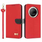 For Huawei Mate 70 Pro+ Metal Bow Leather Phone Case with Hand Strap(Red) - 1