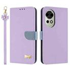 For Huawei nova 12 5G / 13 5G Metal Bow Leather Phone Case with Hand Strap(Purple) - 1
