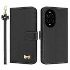 For Huawei nova 13 Pro 5G Metal Bow Leather Phone Case with Hand Strap(Black) - 1