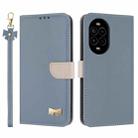 For Huawei nova 13 Pro 5G Metal Bow Leather Phone Case with Hand Strap(Light Blue) - 1