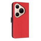 For Huawei Pura 80 5G Metal Bow Leather Phone Case with Hand Strap(Red) - 3