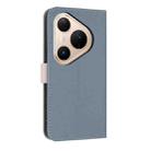 For Huawei Pura 80 Pro / 80 Pro+ 5G Metal Bow Leather Phone Case with Hand Strap(Light Blue) - 3