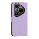 For Huawei Pura 80 Ultra 5G Metal Bow Leather Phone Case with Hand Strap(Purple) - 3