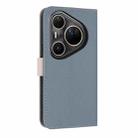For Huawei Pura 80 Ultra 5G Metal Bow Leather Phone Case with Hand Strap(Light Blue) - 3