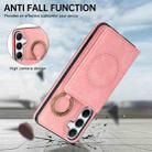 For Samsung Galaxy A55 5G Car Magnetic Ring Buckle Card Bag Phone Case with Lanyard(Pink) - 3