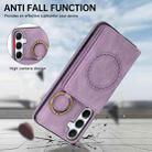 For Samsung Galaxy A55 5G Car Magnetic Ring Buckle Card Bag Phone Case with Lanyard(Purple) - 3