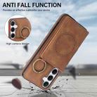 For Samsung Galaxy A55 5G Car Magnetic Ring Buckle Card Bag Phone Case with Lanyard(Brown) - 3