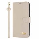 For Honor 90 5G Metal Bow Leather Phone Case with Hand Strap(Apricot) - 2
