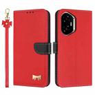For Honor 300 5G Metal Bow Leather Phone Case with Hand Strap(Red) - 1