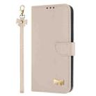 For Honor 300 5G Metal Bow Leather Phone Case with Hand Strap(Apricot) - 2