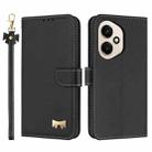 For Honor 400 5G Global Metal Bow Leather Phone Case with Hand Strap(Black) - 1
