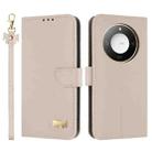 For Honor X9c Smart 5G Global Metal Bow Leather Phone Case with Hand Strap(Apricot) - 1