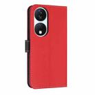 For Honor X7b 5G Global Metal Bow Leather Phone Case with Hand Strap(Red) - 3