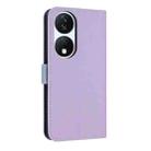 For Honor X7b 5G Global Metal Bow Leather Phone Case with Hand Strap(Purple) - 3