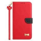 For Honor X8b 4G Global Metal Bow Leather Phone Case with Hand Strap(Red) - 2