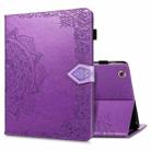 For iPad 2 / 3 / 4 Halfway Mandala Embossing Pattern Horizontal Flip PU Leather Case with Card Slots & Holder(Purple) - 1