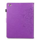 For iPad 2 / 3 / 4 Halfway Mandala Embossing Pattern Horizontal Flip PU Leather Case with Card Slots & Holder(Purple) - 3