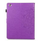 For iPad 2 / 3 / 4 Halfway Mandala Embossing Pattern Horizontal Flip PU Leather Case with Card Slots & Holder(Purple) - 4