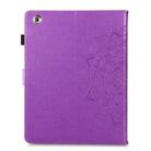 For iPad 2 / 3 / 4 Halfway Mandala Embossing Pattern Horizontal Flip PU Leather Case with Card Slots & Holder(Purple) - 3