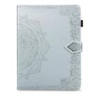 For iPad 2 / 3 / 4 Halfway Mandala Embossing Pattern Horizontal Flip PU Leather Case with Card Slots & Holder(Silver) - 1
