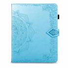 For iPad 2 / 3 / 4 Halfway Mandala Embossing Pattern Horizontal Flip PU Leather Case with Card Slots & Holder(Blue) - 2