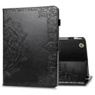 For iPad 2 / 3 / 4 Halfway Mandala Embossing Pattern Horizontal Flip PU Leather Case with Card Slots & Holder(Black) - 1