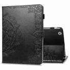 For iPad 2 / 3 / 4 Halfway Mandala Embossing Pattern Horizontal Flip PU Leather Case with Card Slots & Holder(Black) - 1