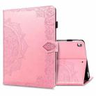 For iPad 10.2 2021 / 2020 / 2019 Halfway Mandala Embossing Pattern Horizontal Flip PU Leather Case with Card Slots & Holder(Pink) - 1