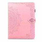 For iPad 10.2 2021 / 2020 / 2019 Halfway Mandala Embossing Pattern Horizontal Flip PU Leather Case with Card Slots & Holder(Pink) - 2