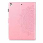 For iPad 10.2 2021 / 2020 / 2019 Halfway Mandala Embossing Pattern Horizontal Flip PU Leather Case with Card Slots & Holder(Pink) - 4