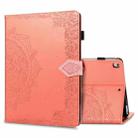 For iPad 10.2 2021 / 2020 / 2019 Halfway Mandala Embossing Pattern Horizontal Flip PU Leather Case with Card Slots & Holder(Orange) - 1