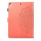 For iPad 10.2 2021 / 2020 / 2019 Halfway Mandala Embossing Pattern Horizontal Flip PU Leather Case with Card Slots & Holder(Orange) - 4