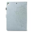 For iPad 10.2 2021 / 2020 / 2019 Halfway Mandala Embossing Pattern Horizontal Flip PU Leather Case with Card Slots & Holder(Silver) - 4