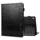 For iPad 10.2 2021 / 2020 / 2019 Halfway Mandala Embossing Pattern Horizontal Flip PU Leather Case with Card Slots & Holder(Black) - 1