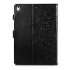 For iPad 10.2 2021 / 2020 / 2019 Halfway Mandala Embossing Pattern Horizontal Flip PU Leather Case with Card Slots & Holder(Black) - 4