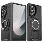 For Samsung Galaxy Z Fold7 5G Rotating Ring Holder Magnetic MagSafe Phone Case(Black) - 1