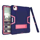 For iPad Air 2022 / 2020 10.9 Contrast Color Robot Shockproof Silicon + PC Protective Case with Holder & Pen Slot(Navy Blue + Rose Red) - 3