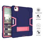 For iPad Air 2022 / 2020 10.9 Contrast Color Robot Shockproof Silicon + PC Protective Case with Holder & Pen Slot(Navy Blue + Rose Red) - 5