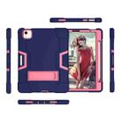 For iPad Air 2022 / 2020 10.9 Contrast Color Robot Shockproof Silicon + PC Protective Case with Holder & Pen Slot(Navy Blue + Rose Red) - 6