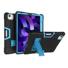 For iPad Air 2022 / 2020 10.9 Contrast Color Robot Shockproof Silicon + PC Protective Case with Holder & Pen Slot(Black + Blue) - 1