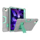 For iPad Air 2022 / 2020 10.9 Contrast Color Robot Shockproof Silicon + PC Protective Case with Holder & Pen Slot(Grey + Mint Green) - 1