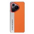 For Huawei Pura 70 Ultra Camera Design Diamond Texture Leather PC Phone Case(Orange) - 1
