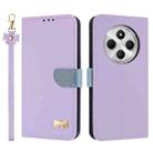 For Redmi 14C 4G / Poco C75 Metal Bow Leather Phone Case with Hand Strap(Purple) - 1