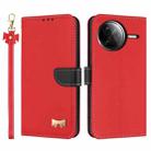 For Redmi K80 Pro / Poco F7 Pro Metal Bow Leather Phone Case with Hand Strap(Red) - 1