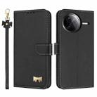 For Redmi K80 Pro / Poco F7 Pro Metal Bow Leather Phone Case with Hand Strap(Black) - 1