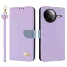 For Redmi K80 Pro / Poco F7 Pro Metal Bow Leather Phone Case with Hand Strap(Purple) - 1