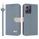 For Redmi Note 12 4G Metal Bow Leather Phone Case with Hand Strap(Light Blue) - 1
